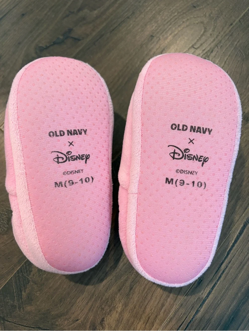 Old Navy Pink Minnie Mouse Plush Kids Slippers with Red Polka Dot Bows